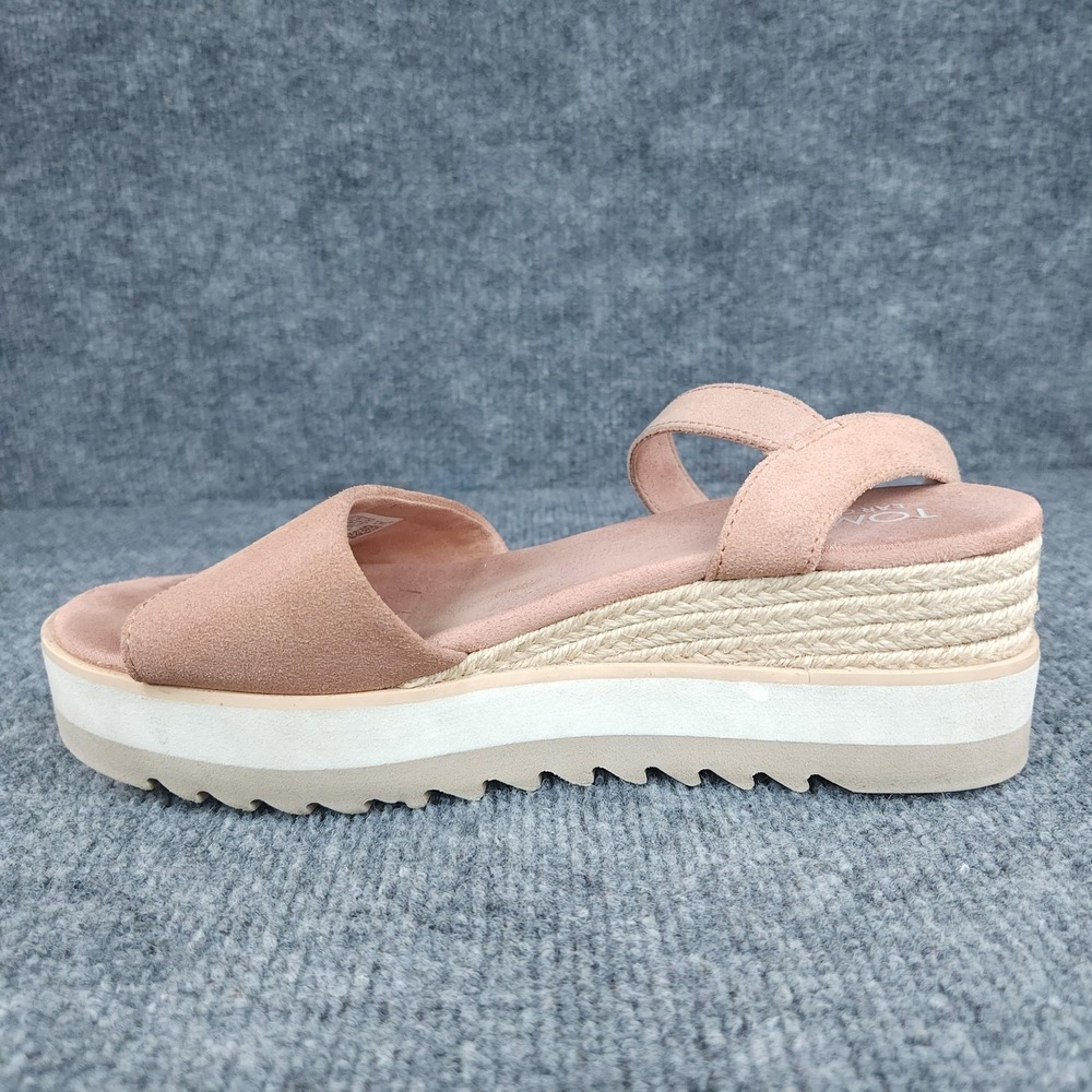 TOMS Sandals Womens Size 8 Pink Platform Espadrille Wedge Buckle Ankle Strap - Picture 7 of 14